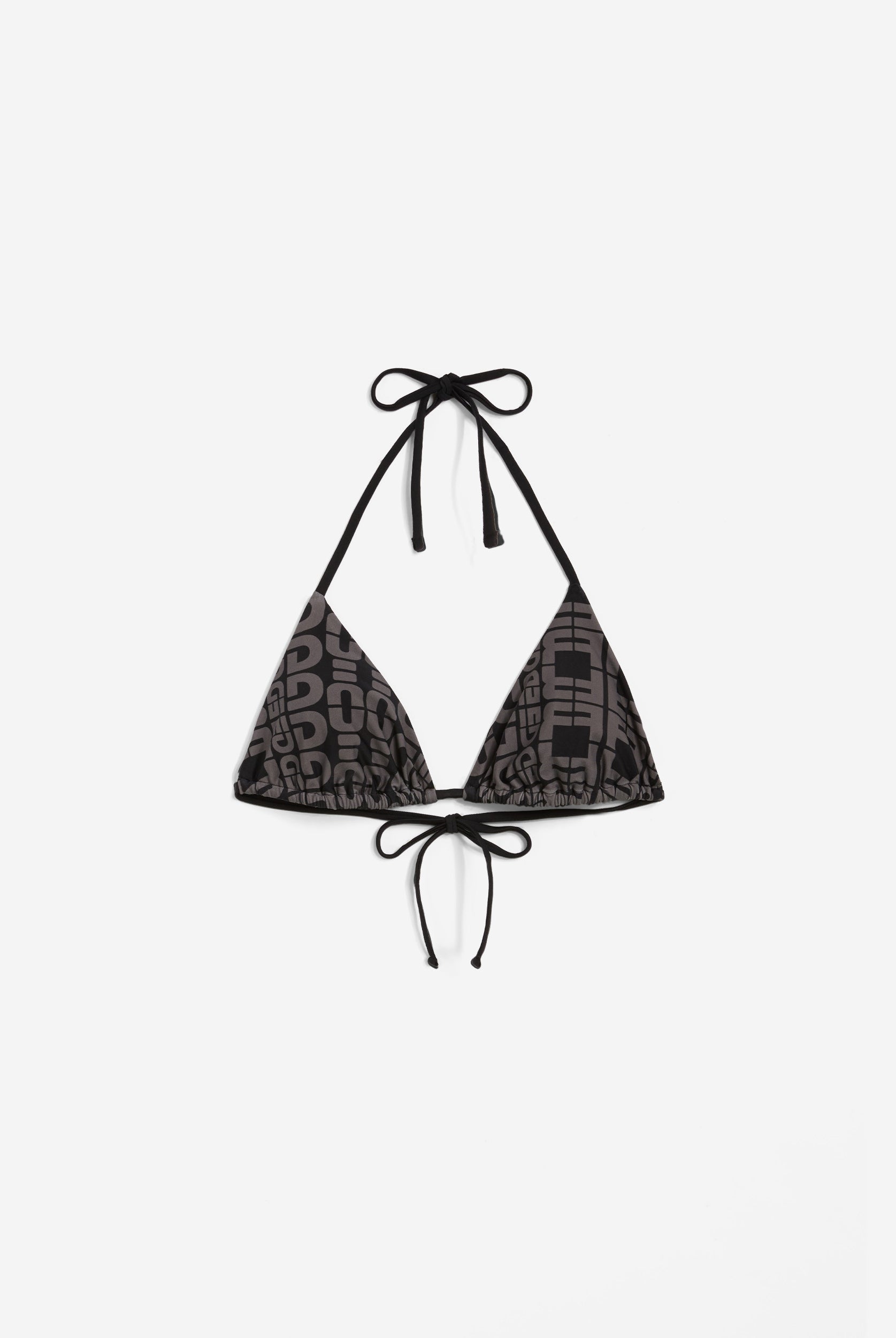 Triangel-Bikinioberteil mit Allover-Logo-Print - BLACK