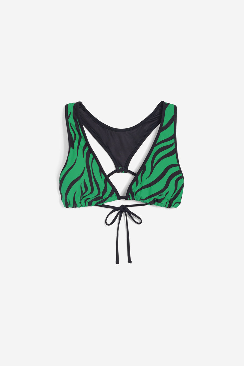 Triangel-Bikinioberteil mit Zebramuster - GREEN