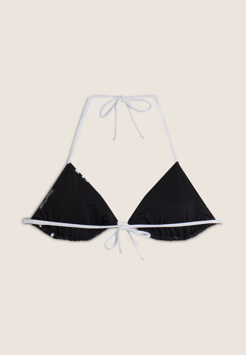 Triangel-Bikinioberteil mit Blumenmuster - BLACK