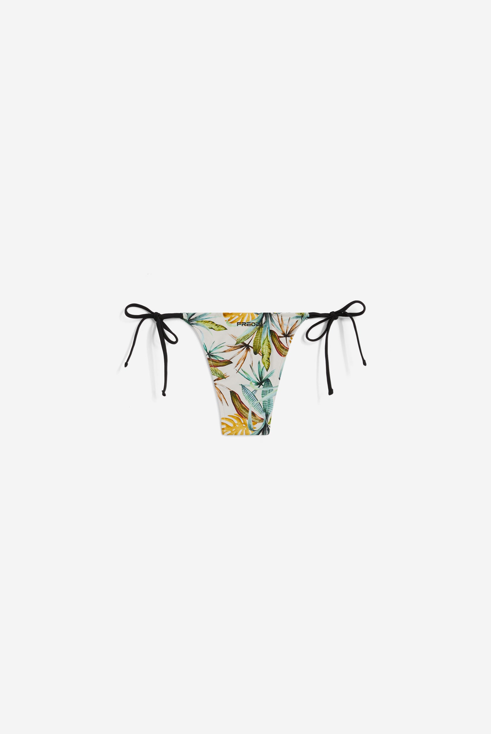 String-Bikinihose mit tropischem Blattmuster - SAND