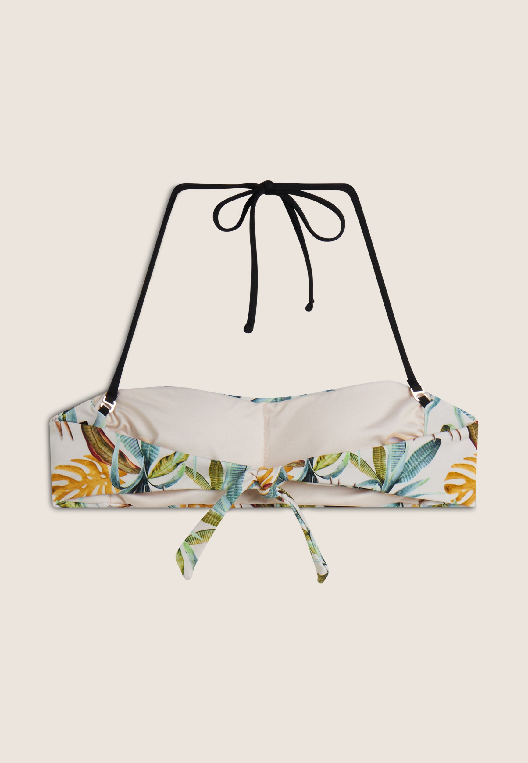 Bandeau-Bikinioberteil mit tropischem Print - SAND