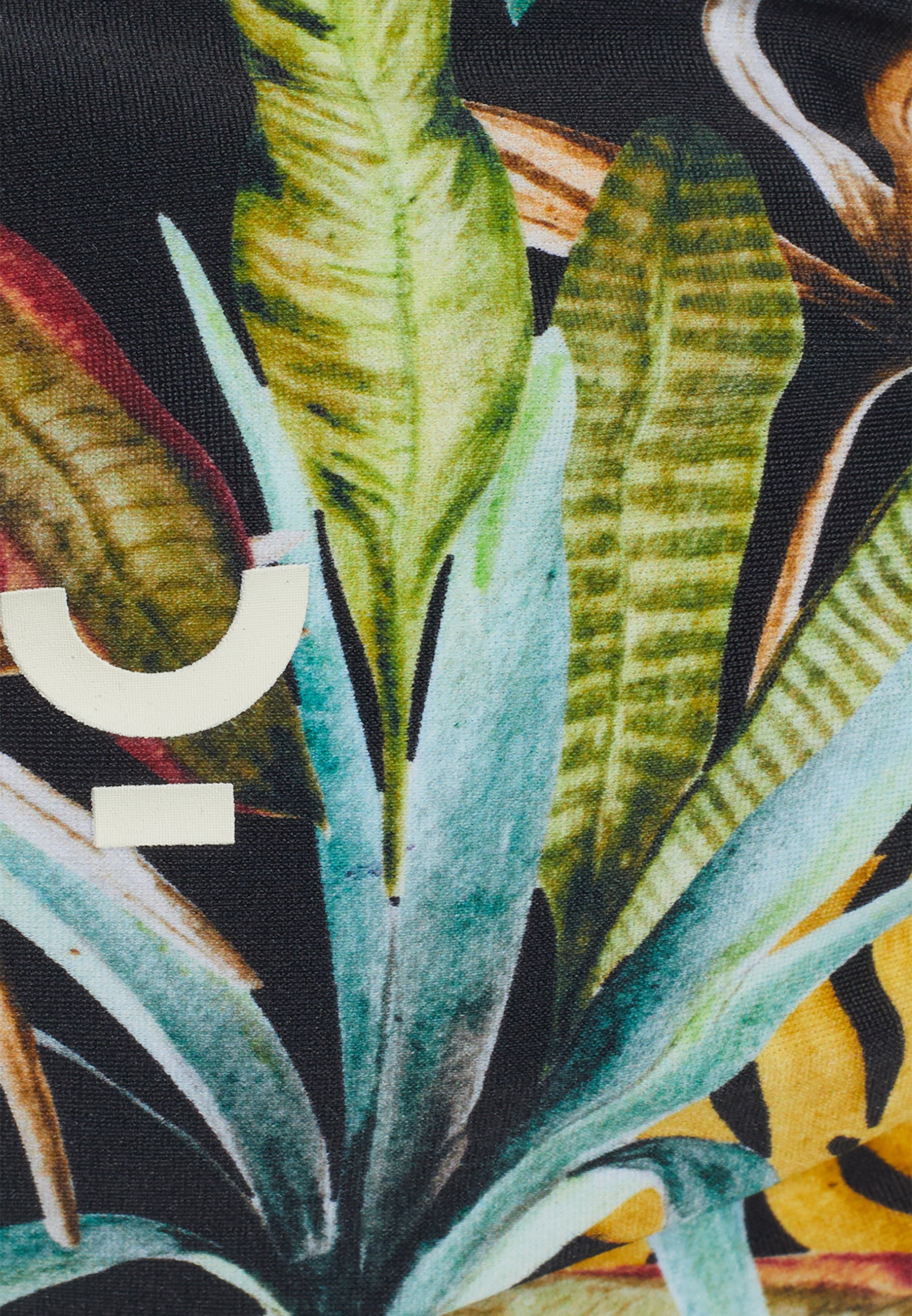 Bandeau-Bikinioberteil mit tropischem Print - BLACK