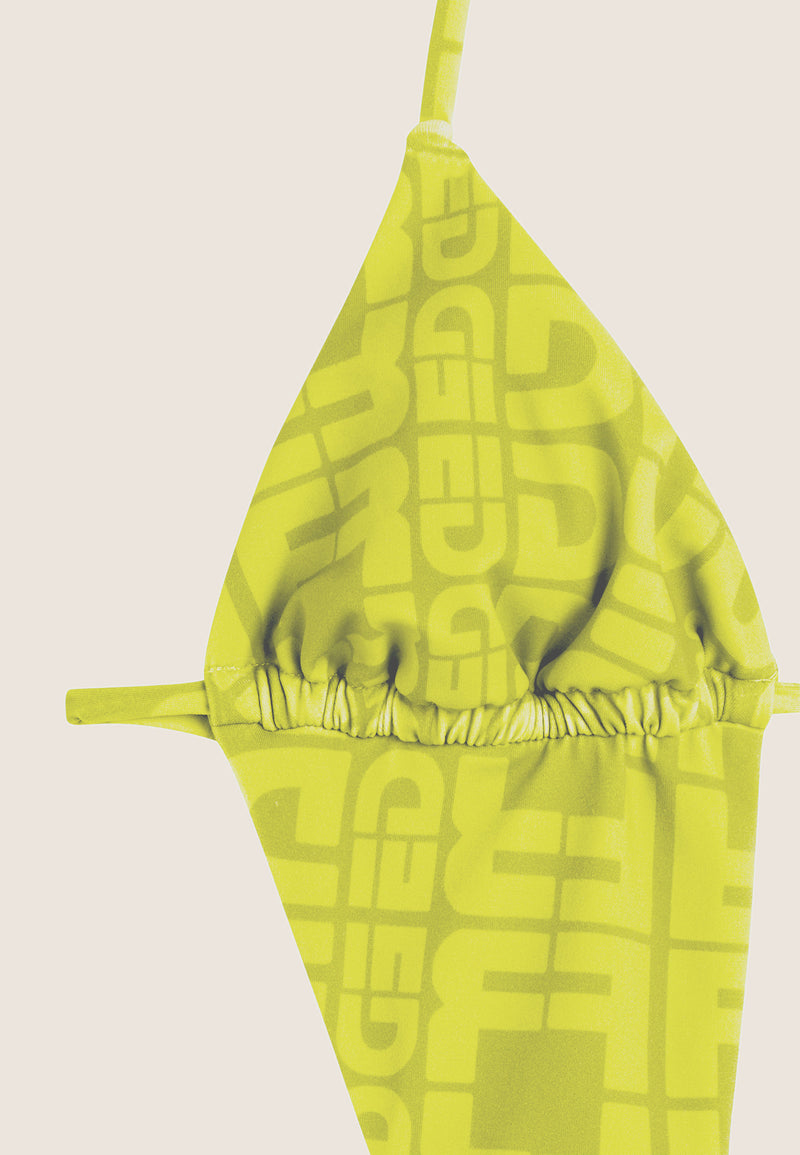 Einteiliger Badeanzug mit Cut-outs und Allover-Logo-Print - LIME