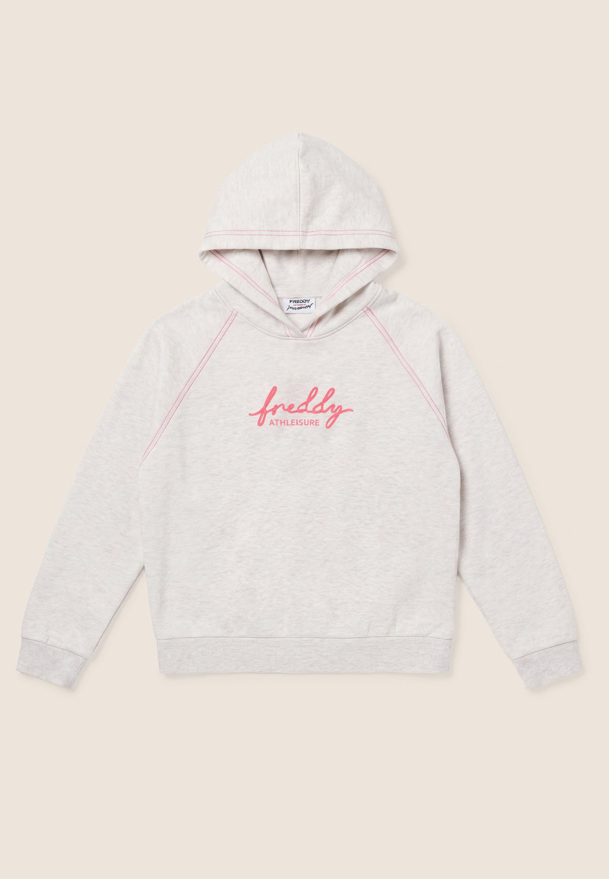 Comfort melange hoodie with neon embroidery - White Melange
