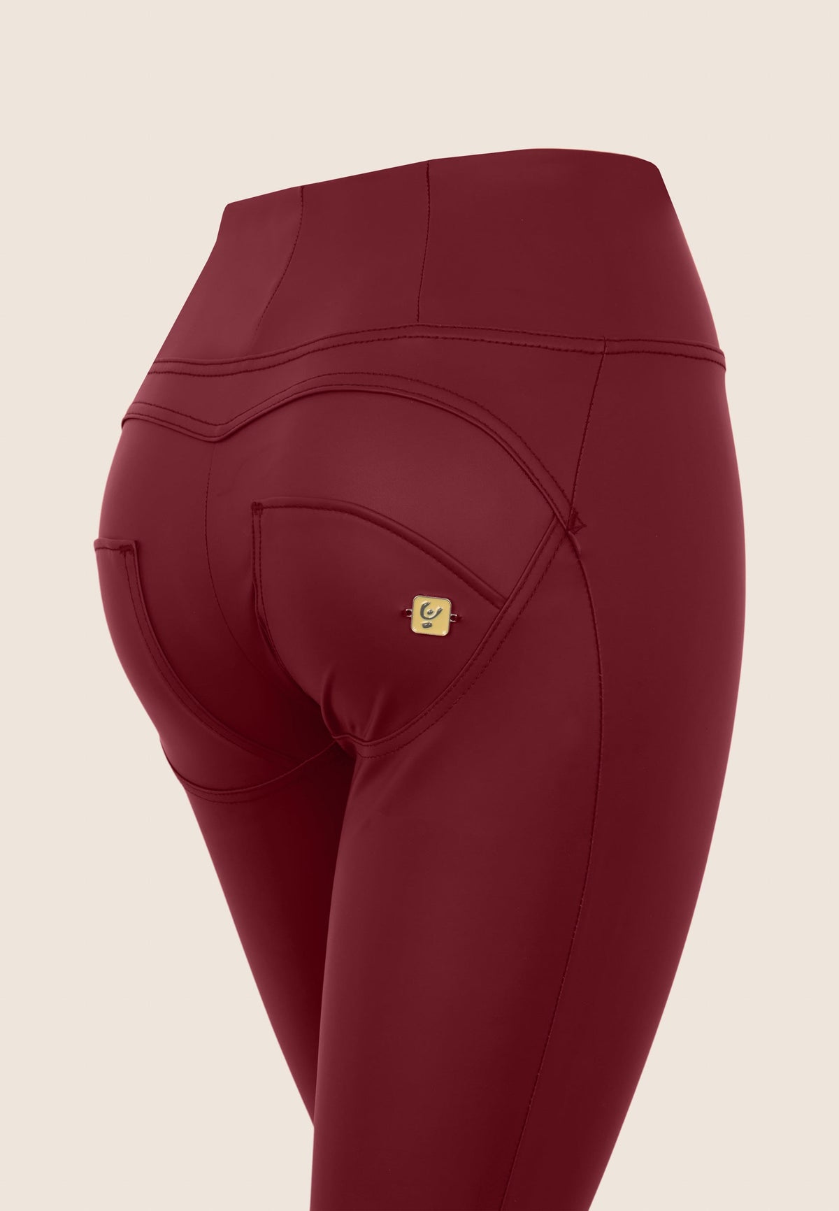 WR.UP Push-Up High Waist Skinny Vegan Leather Pant - Cabernet Red
