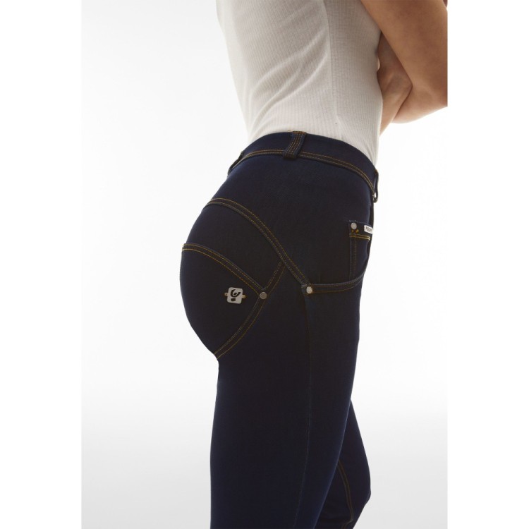 Freddy WR.UP® Snug Push-Up Jeans - 7/8 High Waist Super Skinny - J115Y - Dark Blue - Yellow Seam