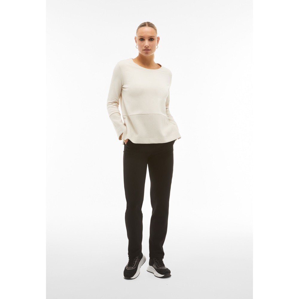 Bonded fleece trousers with the look of cable-knit wool - N