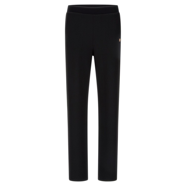 Bonded fleece trousers with the look of cable-knit wool - N