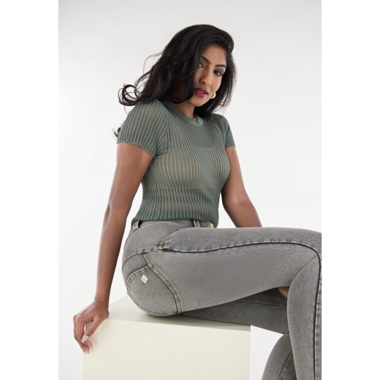 Freddy WR.UP® Jeans - 7/8 Regular Waist Skinny - J3Y - Gray – Yellow Seams