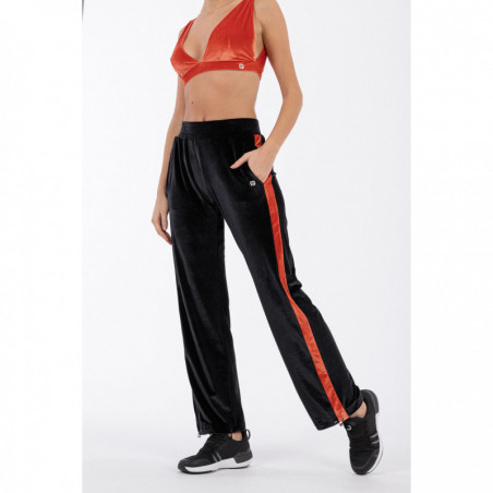 Relaxed-Fit Chenille Yoga Trousers - Made In Italy - NA105 - Svart/Orange
