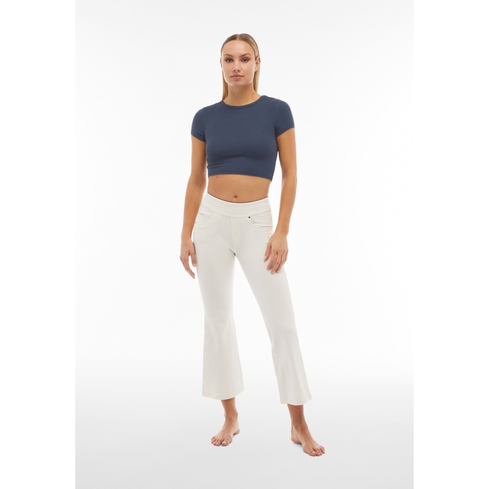 Freddy N.O.W.® Yoga Pants - Mid Waist Flare Cropped - I35 - White