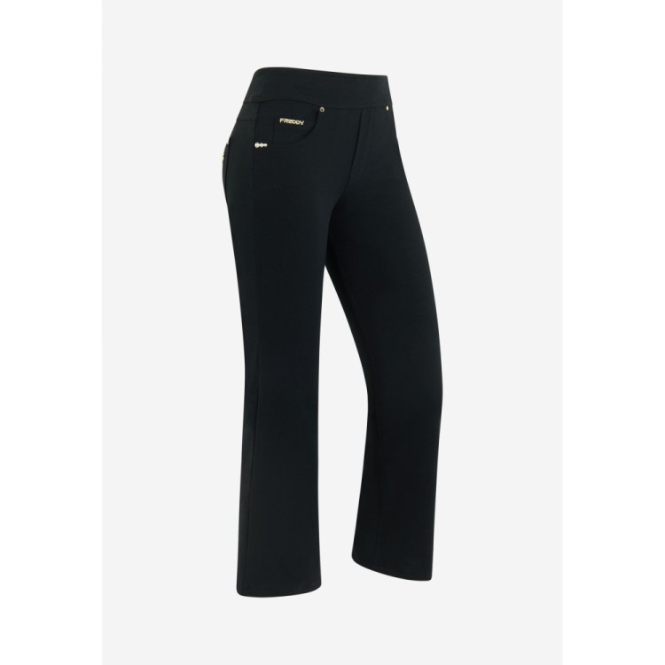 Freddy N.O.W.® Yoga Pants - Mid Waist Flare Cropped - N - Black