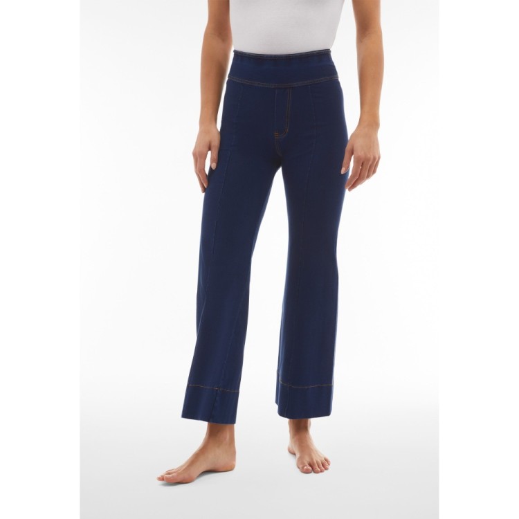 Freddy N.O.W.® Yoga Jeans - High Waist Wide Leg Cropped - J0T - Indigo Blue - Tobacco Seams