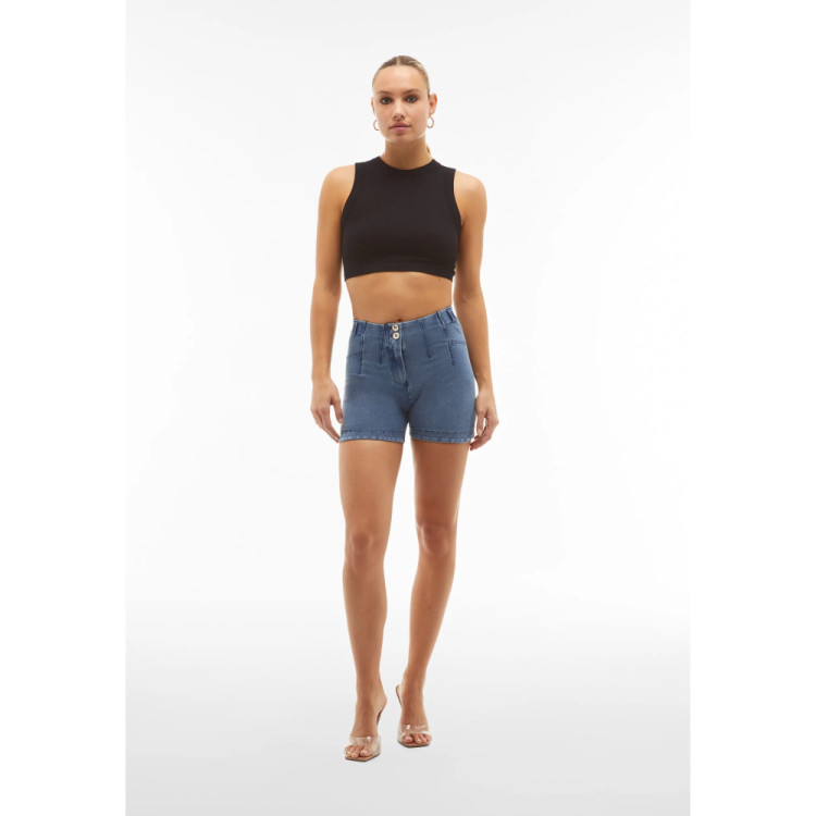 Freddy WR.UP® Denim Push-Up Shorts - Regular High Waist - Light Denim - Blue Seams - J4B