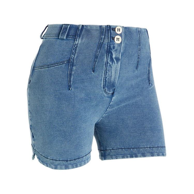 Freddy WR.UP® Denim Push-Up Shorts - Regular High Waist - Light Denim - Blue Seams - J4B