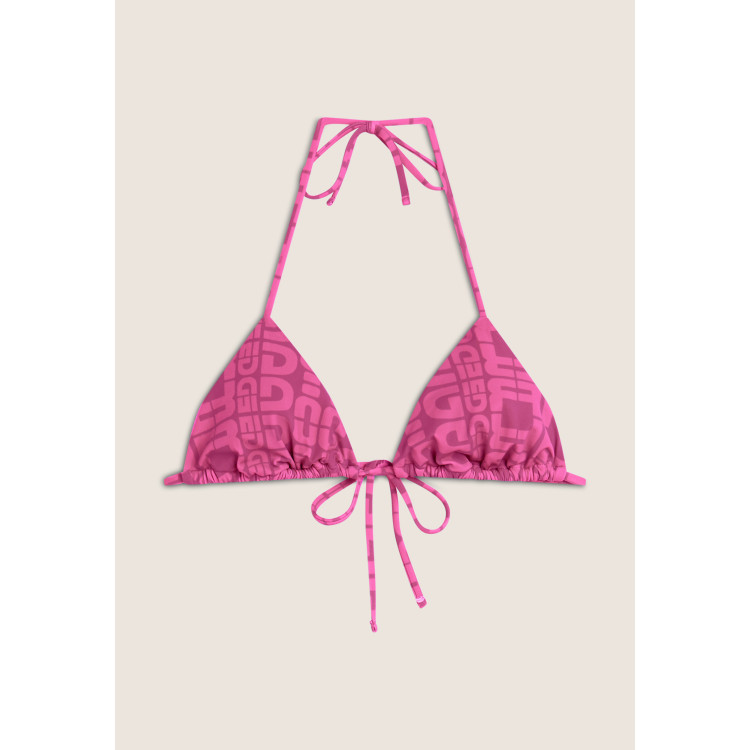 Freddy Triangel-Bikinioberteil mit Allover-Logo-Print - FUCHSIA