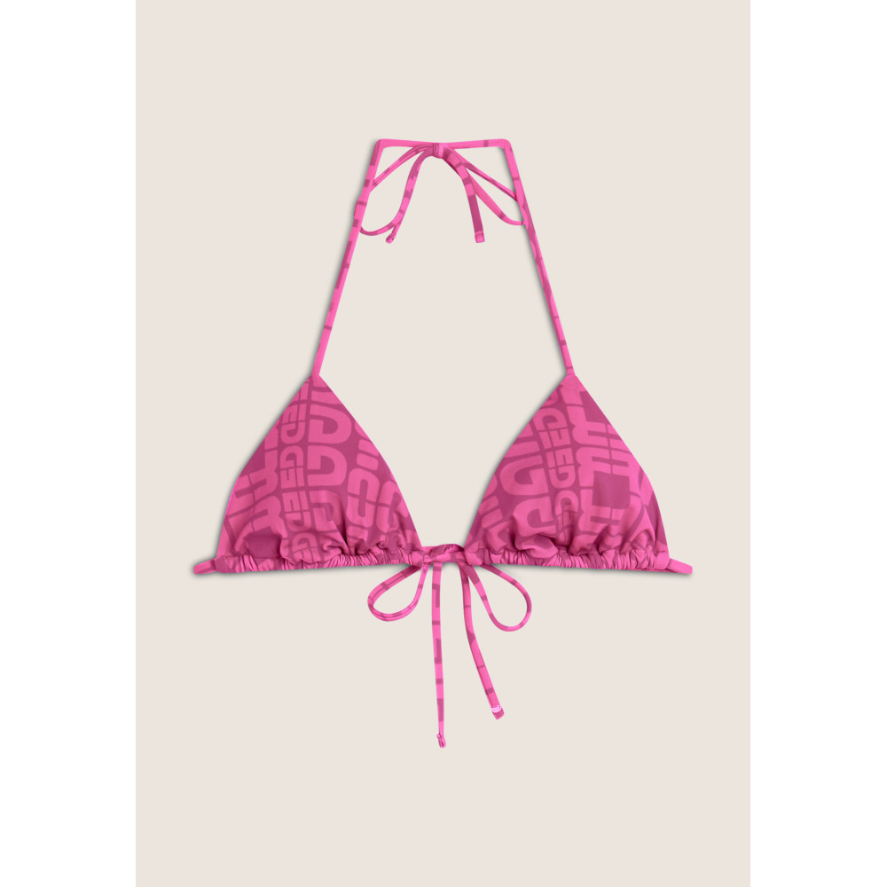 Freddy Triangel-Bikinioberteil mit Allover-Logo-Print - FUCHSIA