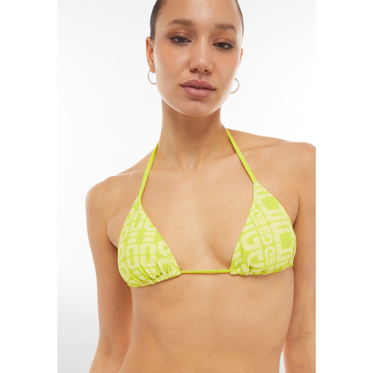 Freddy Triangel-Bikinioberteil mit Allover-Logo-Print - LIME