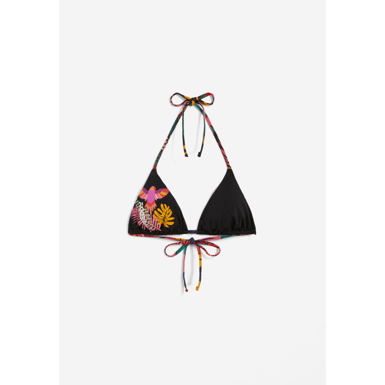 Freddy Triangel-Bikinioberteil mit mit tropischen Details - BLACK