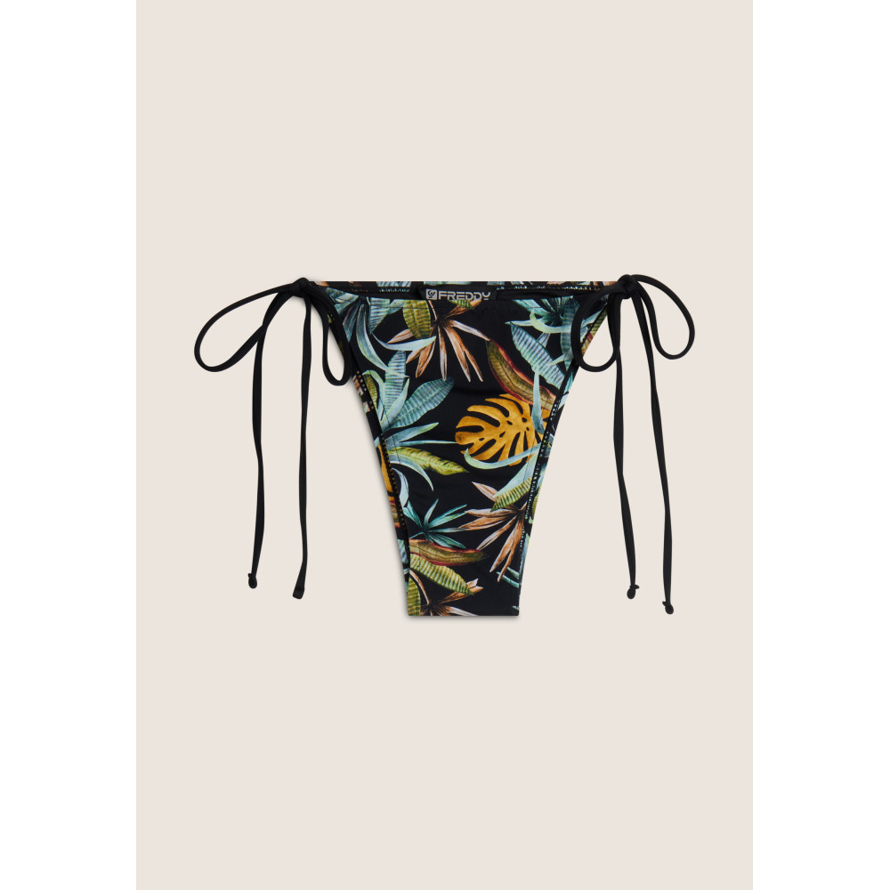 Freddy String-Bikinihose mit tropischem Blattmuster - BLACK