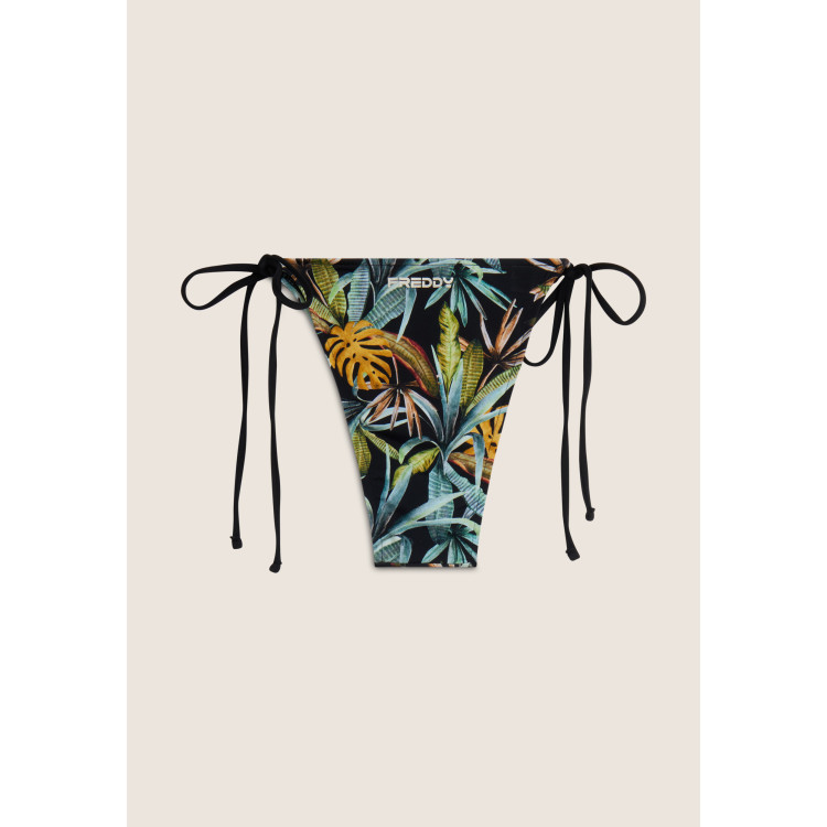 Freddy String-Bikinihose mit tropischem Blattmuster - BLACK