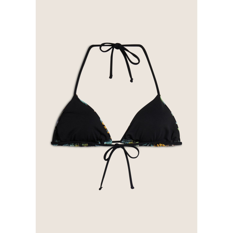 Freddy Triangel-Bikinioberteil mit tropischem Blattmuster - BLACK