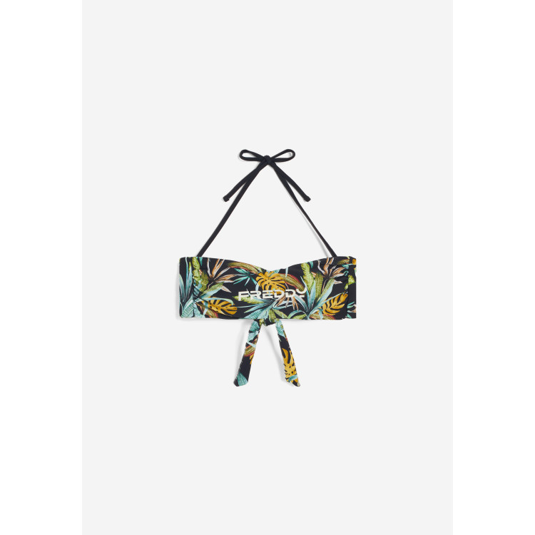 Freddy Bandeau-Bikinioberteil mit tropischem Print - BLACK