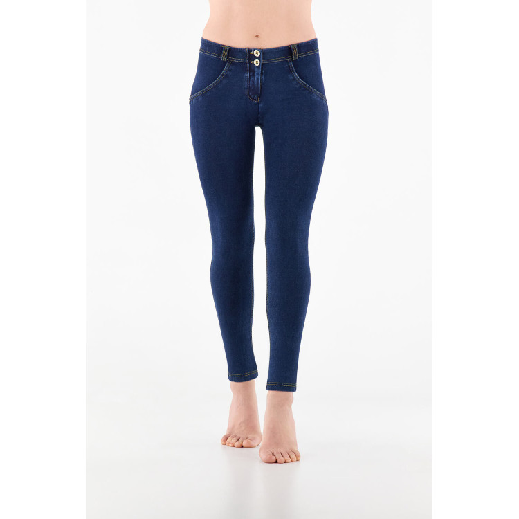 Freddy WR.UP® Denim Effect - Regular Waist Skinny - J0Y - Mörkblå Denim - Gula Sömmar