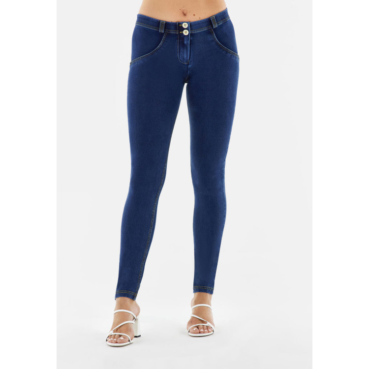 Freddy WR.UP® Denim Effect - Regular Waist Skinny - J0Y - Mörkblå Denim - Gula Sömmar