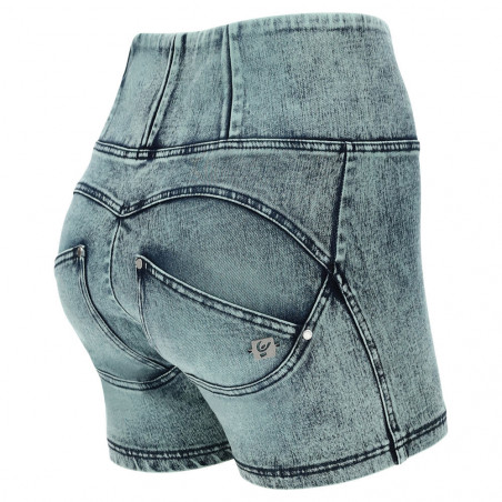 WR.UP® Snug Eco - Denim Effect - High Waist Shorts - J90B - Lunar Wash Denim Light Green - Blue Seam