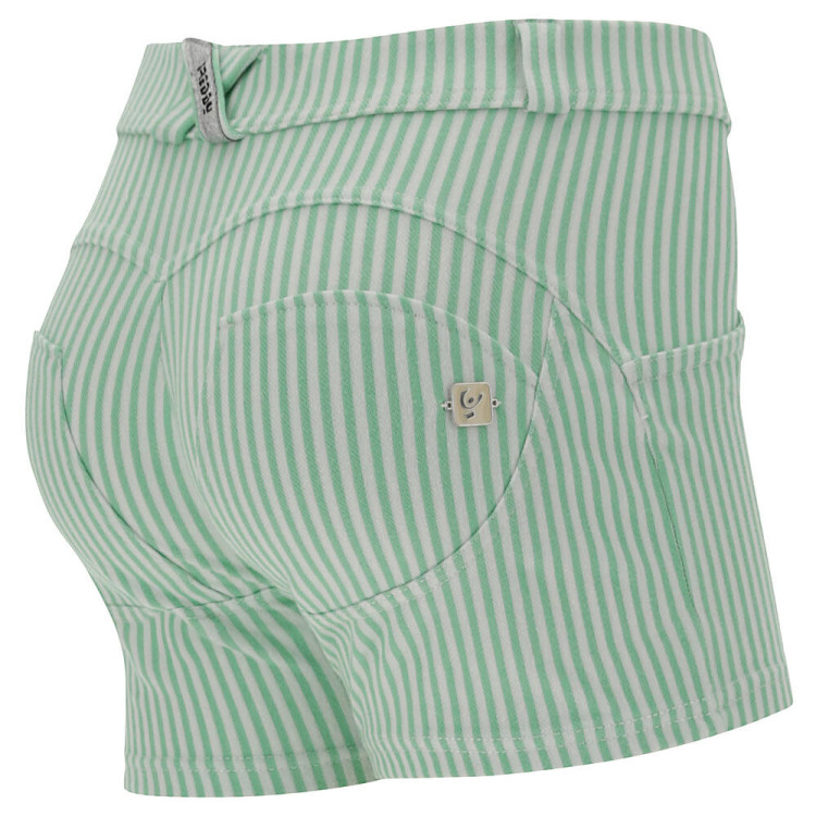 Freddy WR.UP® Shorts - Regular Waist Skinny - Striped - D50W - Green Ash & White Stripes