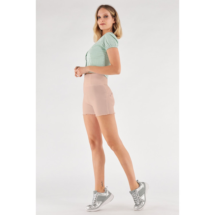 Freddy WR.UP® Denim Effect - High Waist Shorts - Frayed Hemline - P34 - Rose Cloud