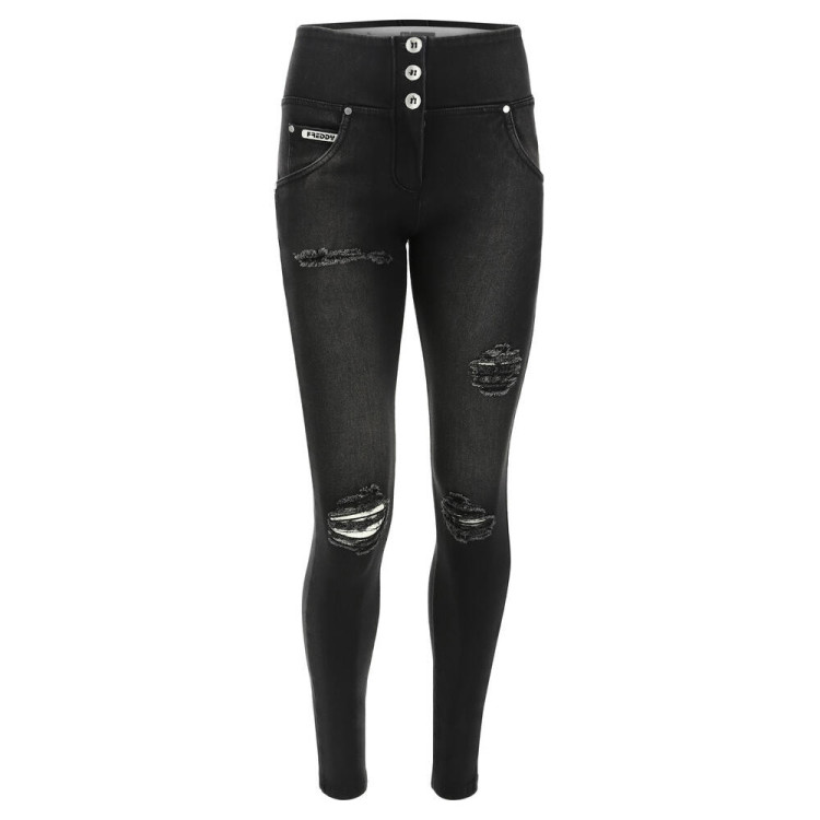 WR.UP® Snug - Mid Waist - Skinny - Black Denim - Black Seams - J7N