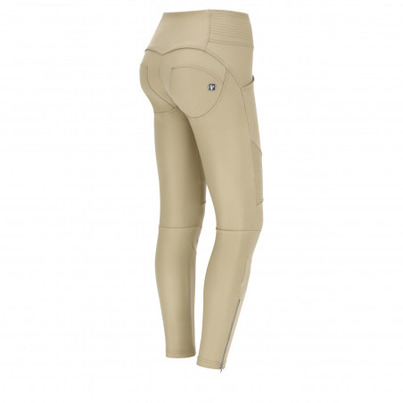 WR.UP® Eco Vegan Leather - 7/8 Mid Waist Super Skinny - Zips At The Hem - Z109 - Tanned Beige