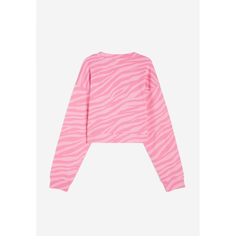 Freddy Monochromatic Cropped Sweatshirt - ANI85P - Allover Zebra - Pink