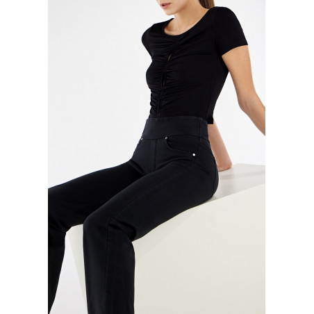 N.O.W® Pants - High Waist - Foldable Waist - Garment Dyed - N - Black