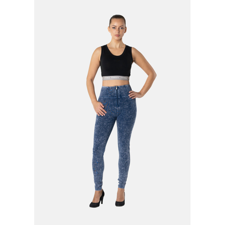 Freddy WR.UP® Push-Up Pants - High Waist Super Skinny - Acid-Washed - B57 - Dark Blue