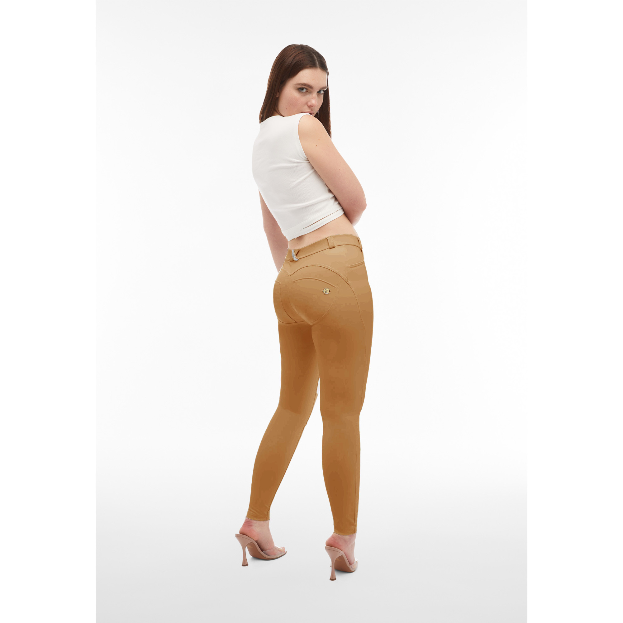 Freddy WR.UP® Vegan Leather Pants - Regular High Waist Skinny - M44 - Brown