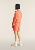 Comfort fit cropped sweatshirt with Mickey Mouse embroidery - Coral
