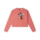 Comfort fit cropped sweatshirt with Mickey Mouse embroidery - Coral