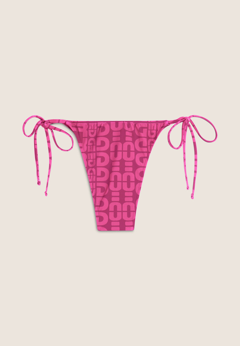 String-Bikinihose mit Allover-Logo-Print - FUCHSIA