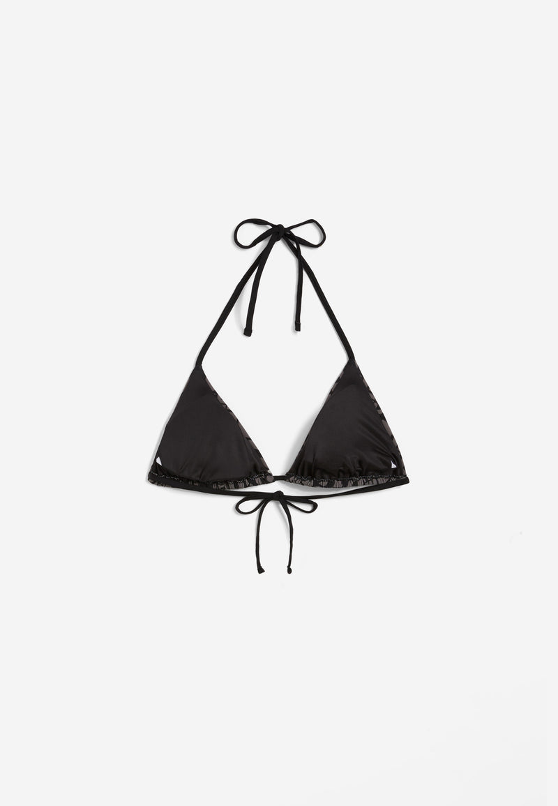 Triangel-Bikinioberteil mit Allover-Logo-Print - BLACK