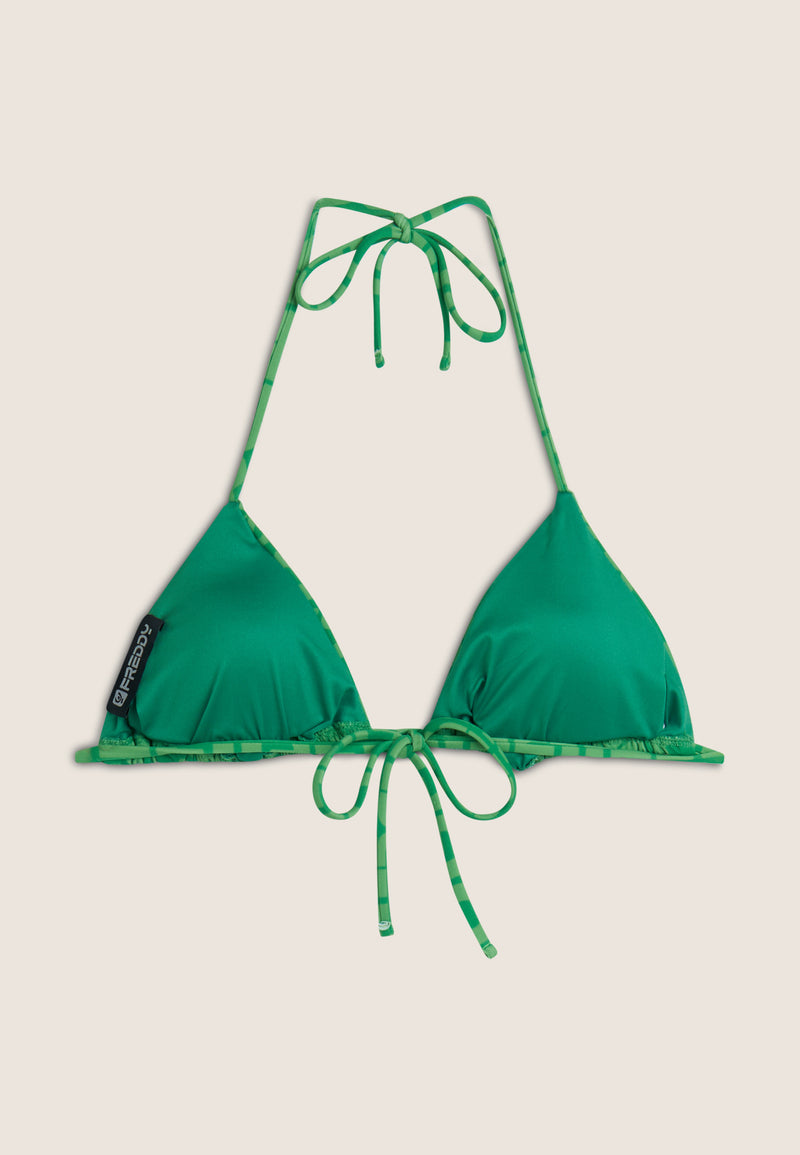 Triangel-Bikinioberteil mit Allover-Logo-Print - GREEN