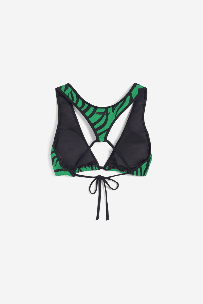 Triangel-Bikinioberteil mit Zebramuster - GREEN