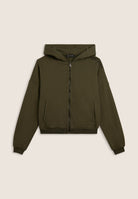 Cropped oversize sweatshirt with zip and Flow print - Ivy Green