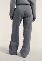 Wide-leg melange trousers with neon pink details - Mélange Gray