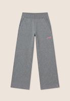 Wide-leg melange trousers with neon pink details - Mélange Gray