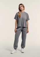 Comfort t-shirt in melange jersey with neon details - Mélange Gray