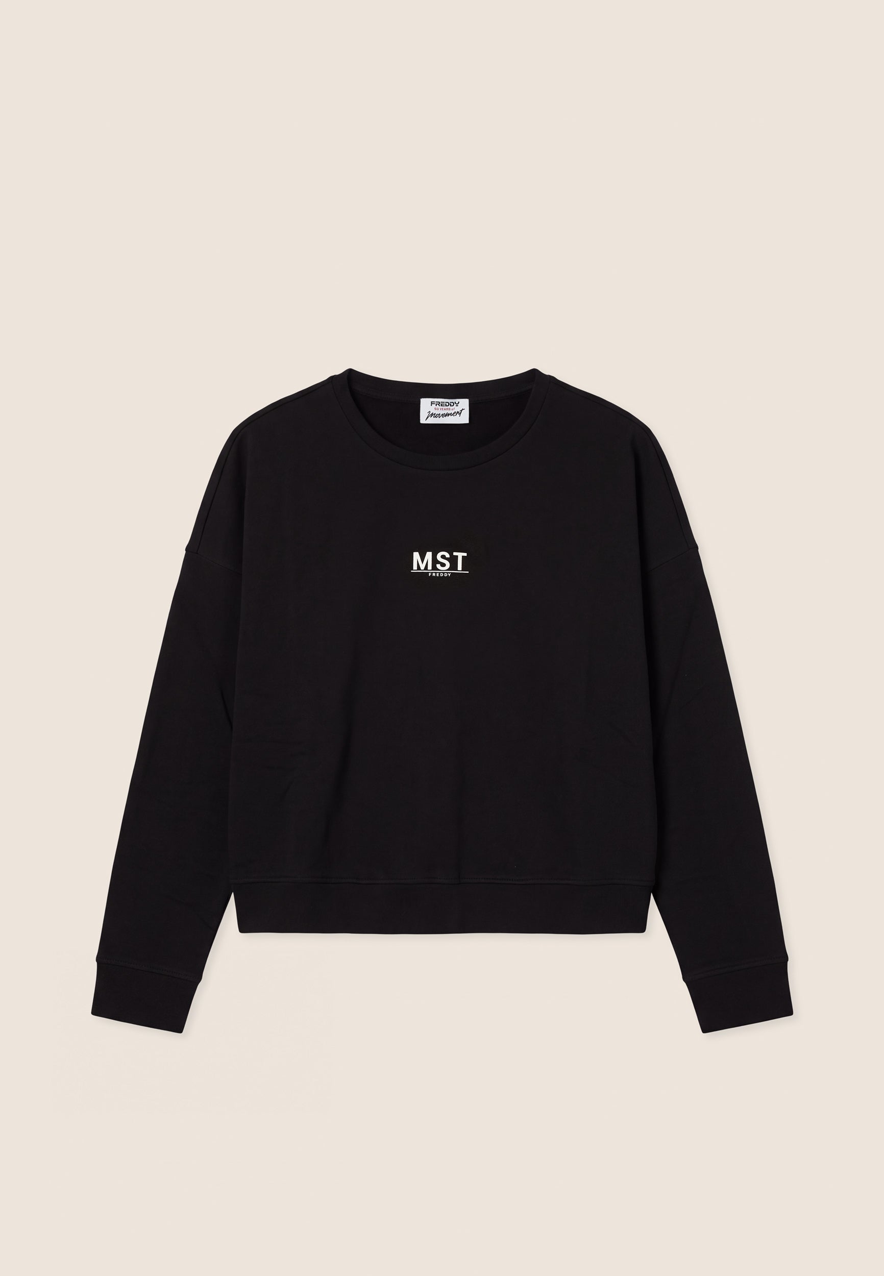 Basic oversized cropped crew-neck sweatshirt - Black
