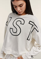 Oversized cropped sweatshirt with large print - Artic Wolf-Black